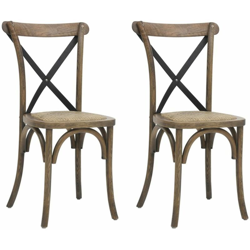

Happyshopping - Sillas con respaldo cruzado 2 unidades madera maciza de roble