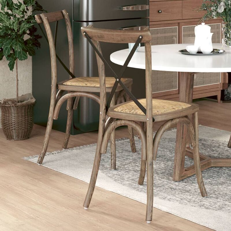 

Sillas con respaldo cruzado 2 unidades madera maciza de roble