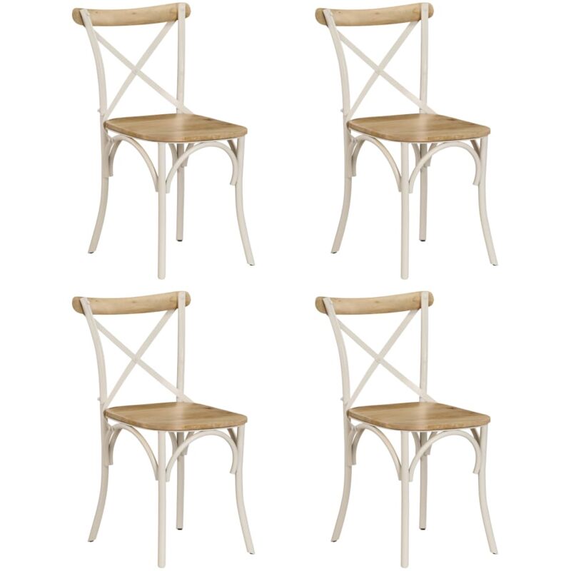 

vidaXL Sillas de Comedor Madera Maciza de Mango Blanco 4 Unidades - Blanco