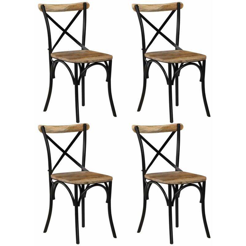 

Sillas con respaldo cruzado 4 uds madera maciza de mango negro - Negro