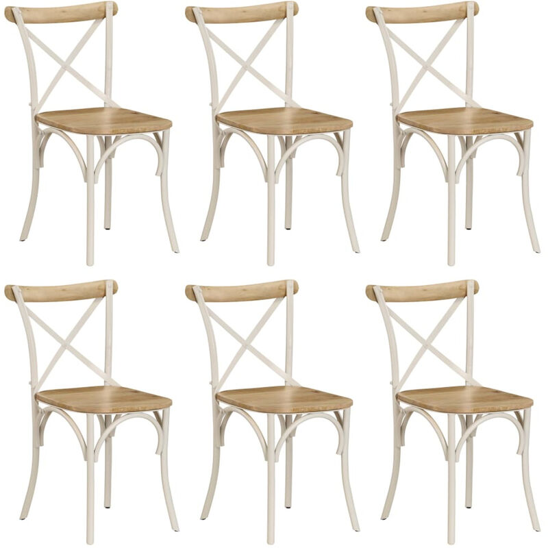 

Sillas con respaldo cruzado 6 uds madera maciza de mango blanco