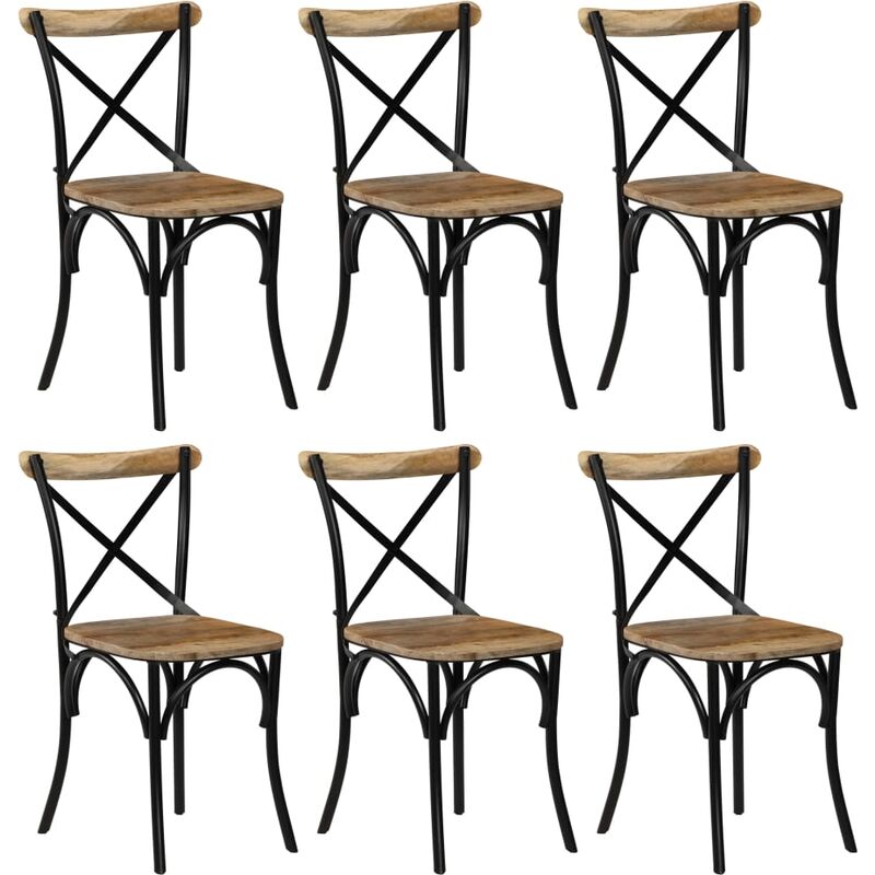 

Sillas con respaldo cruzado 6 uds madera maciza de mango negro
