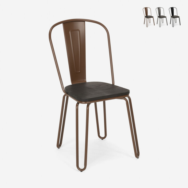 

Sillas de acero estilo Tolix de diseño industrial para bar y cocina Ferrum One | Marrón