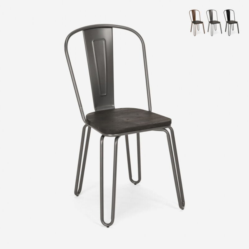 

Sillas de acero estilo Tolix de diseño industrial para bar y cocina Ferrum One | Gris Oscuro