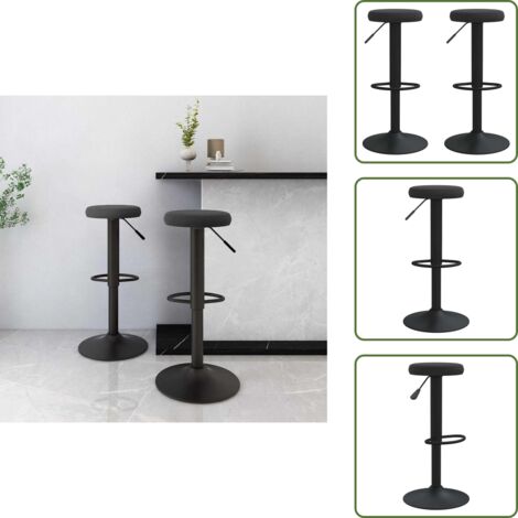 Sillas de bar con mecanismo de elevación - vidaXL Taburetes de cocina 2 unidades terciopelo negro - Sillas de bar con reposapiés