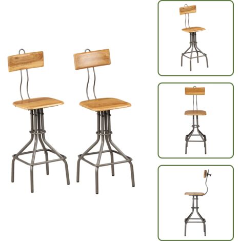 Sillas de bar de madera - vidaXL Taburetes de cocina 2 unidades madera maciza de teca reciclada - Sillas de cocina de madera