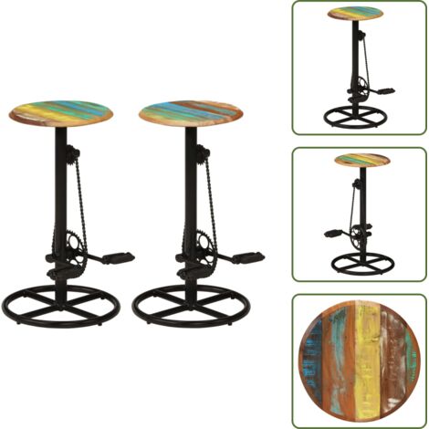 Sillas de bar de madera - vidaXL Taburetes de cocina 2 unidades madera maciza reciclada -