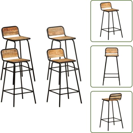 Sillas de bar de madera - vidaXL Taburetes de cocina 4 unidades madera maciza de mango -