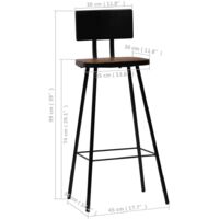 Sillas de bar madera maciza reciclada marrón oscura 4 unidades