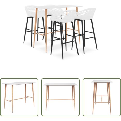 Sillas de bar -  Mesa alta y taburetes de bar 5 piezas blanco