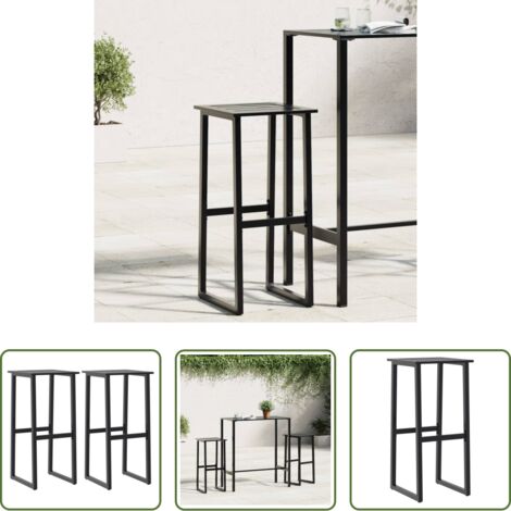 Sillas de bar -  Taburetes de bar 2 unidades acero negro 38x38x80 cm