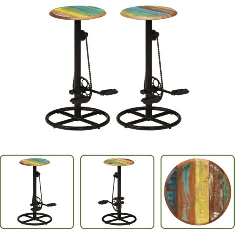 Sillas de bar -  Taburetes de cocina 2 unidades madera maciza reciclada