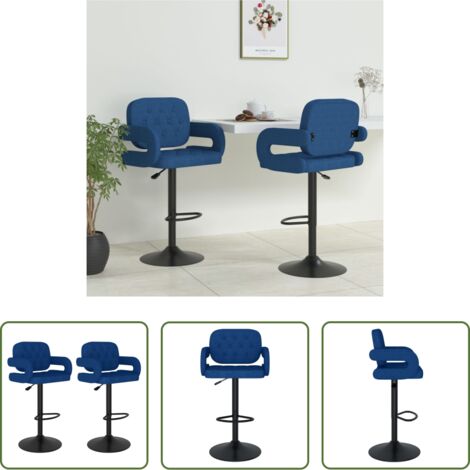Sillas de bar -  Taburetes de cocina 2 unidades tela azul