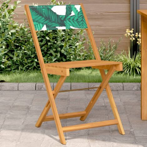 Sillas de bistró 2 uds madera acacia y tela estampado de hojas vidaXL
