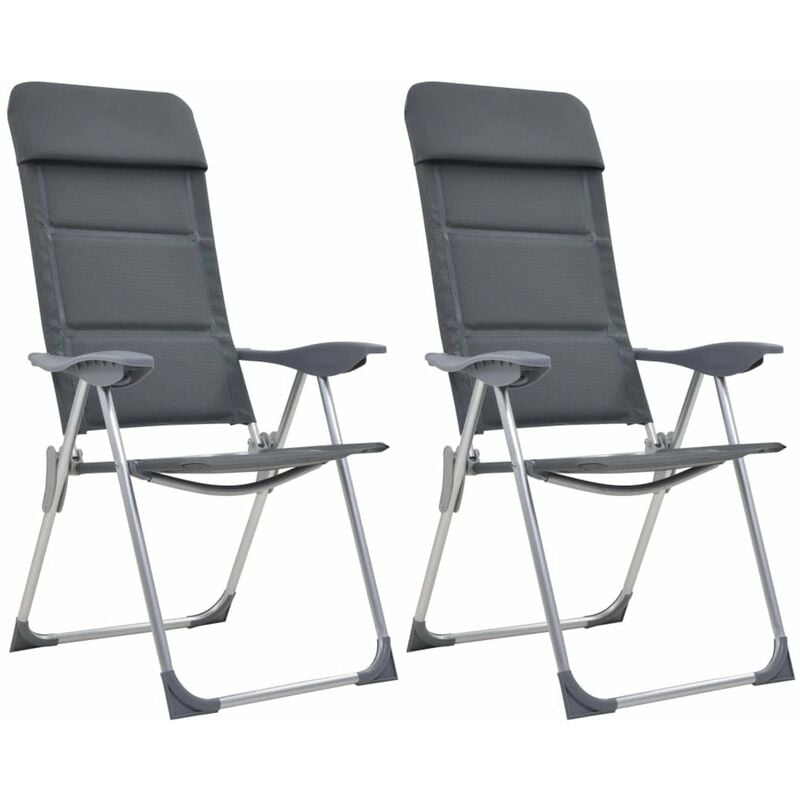 

Happyshopping - Sillas de camping de aluminio 2 unidades gris 58x69x111 cm