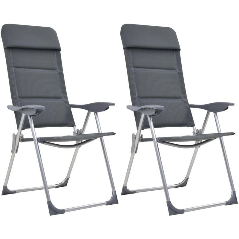 

Sillas de camping de aluminio 2 unidades gris 58x69x111 cm
