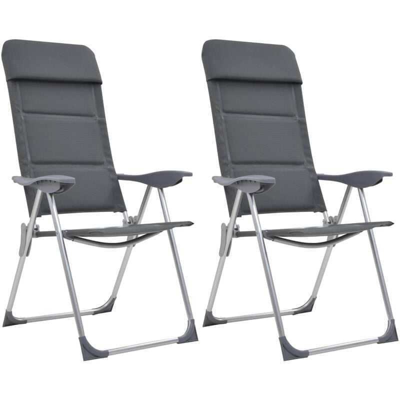 

vidaXL Sillas de camping de aluminio 2 unidades gris 58x69x111 cm - Gris