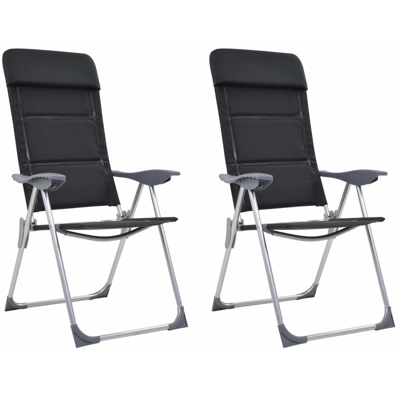 

Sillas de camping de aluminio 2 unidades negras 58x69x111 cm