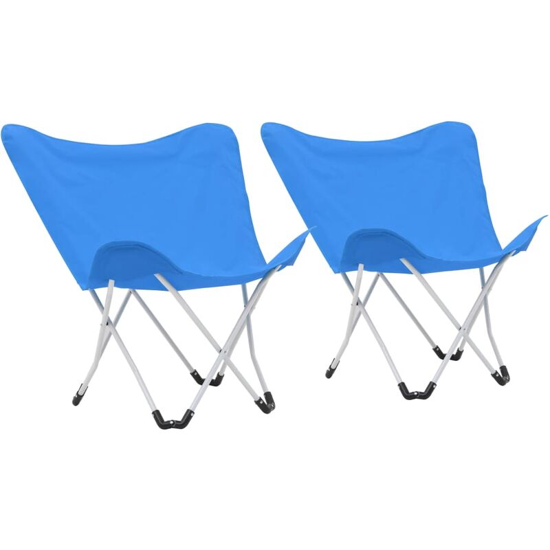 

vidaXL Sillas de camping estilo mariposa plegables 2 unidades azul - Azul