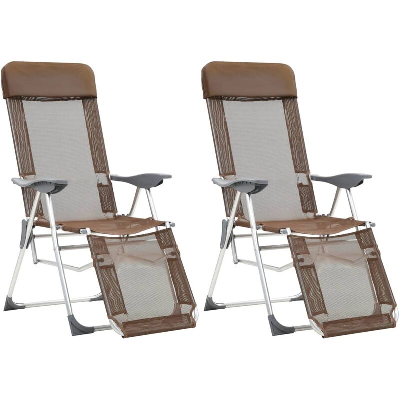 

Sillas de camping plegables 2 uds con reposapiés aluminio gris