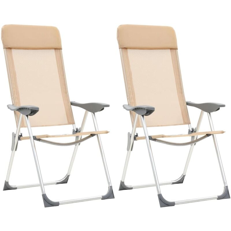 

Sillas de camping plegables 2 unidades aluminio crema - Crema