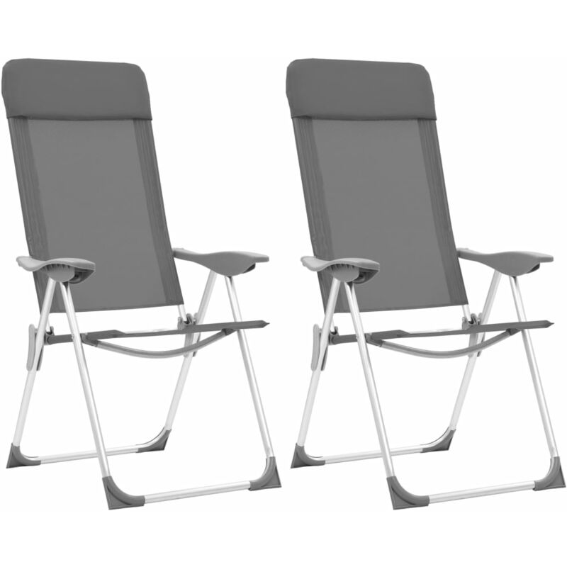 

Sillas de camping plegables 2 unidades aluminio gris