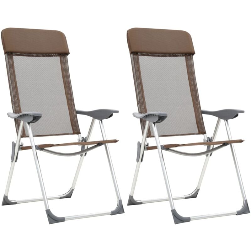 

vidaXL Sillas de camping plegables 2 unidades aluminio marrón - Marrón