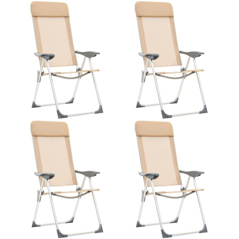 

Sillas de camping plegables 4 unidades aluminio crema