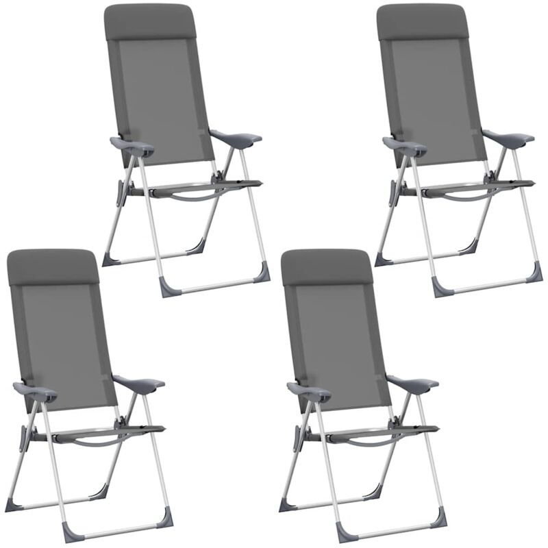 

vidaXL Sillas de camping plegables 4 unidades aluminio gris - Gris
