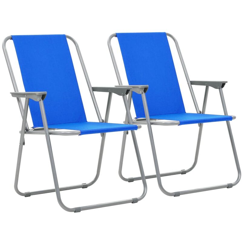 

vidaXL Sillas de camping plegables 52x59x80 cm 2 unidades azul - Azul