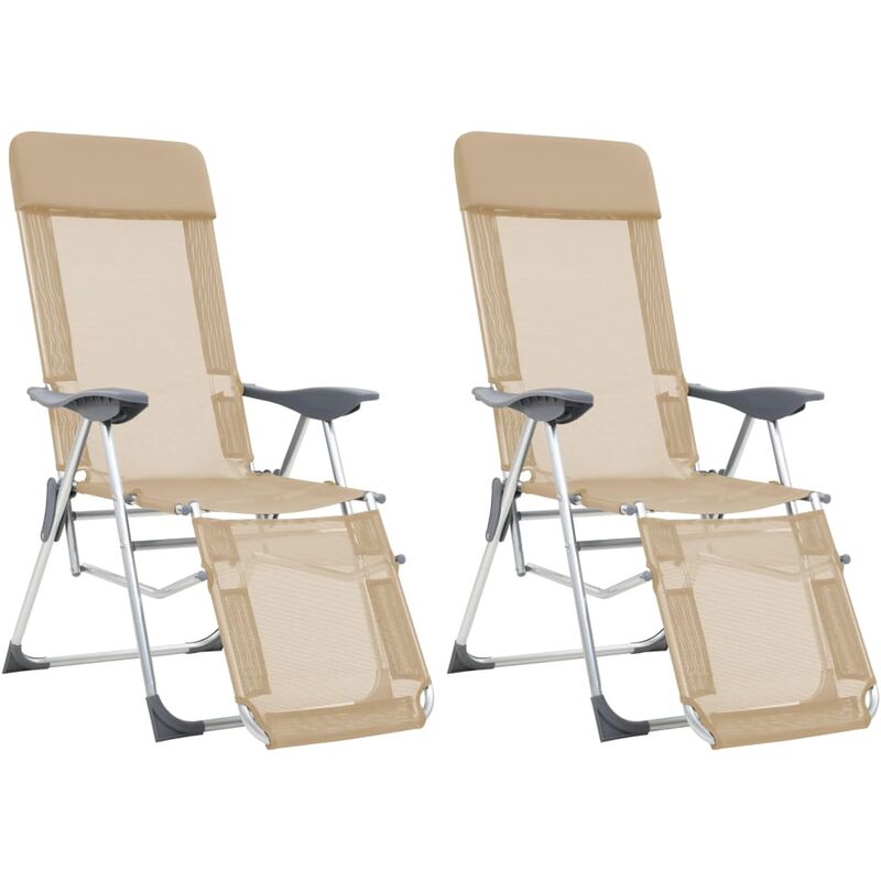 

Sillas de camping plegables con reposapiés 2 uds aluminio crema - Crema