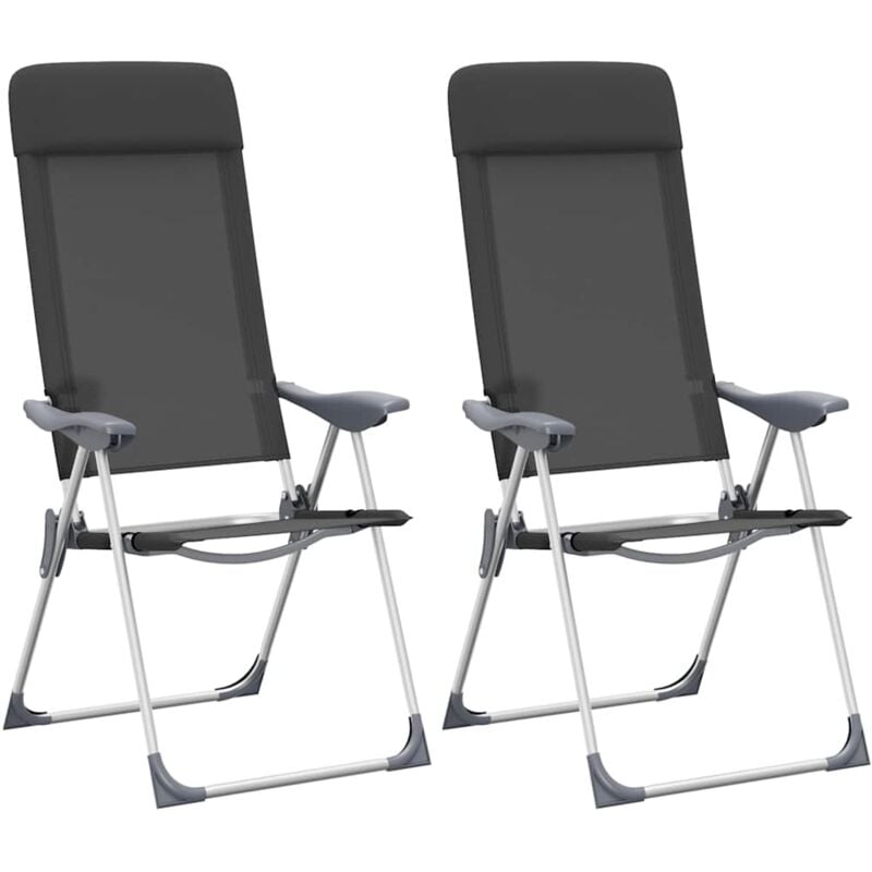 

vidaXL Sillas de camping plegables de aluminio 2 unidades negro - Negro