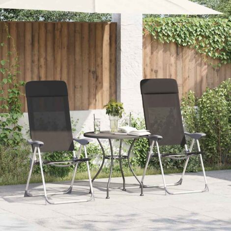 Sillas de camping plegables de aluminio 2 unidades negro
