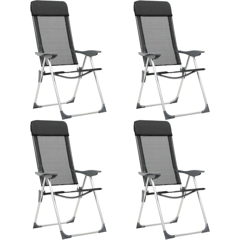 

Sillas de camping plegables de aluminio 4 unidades negro - Negro