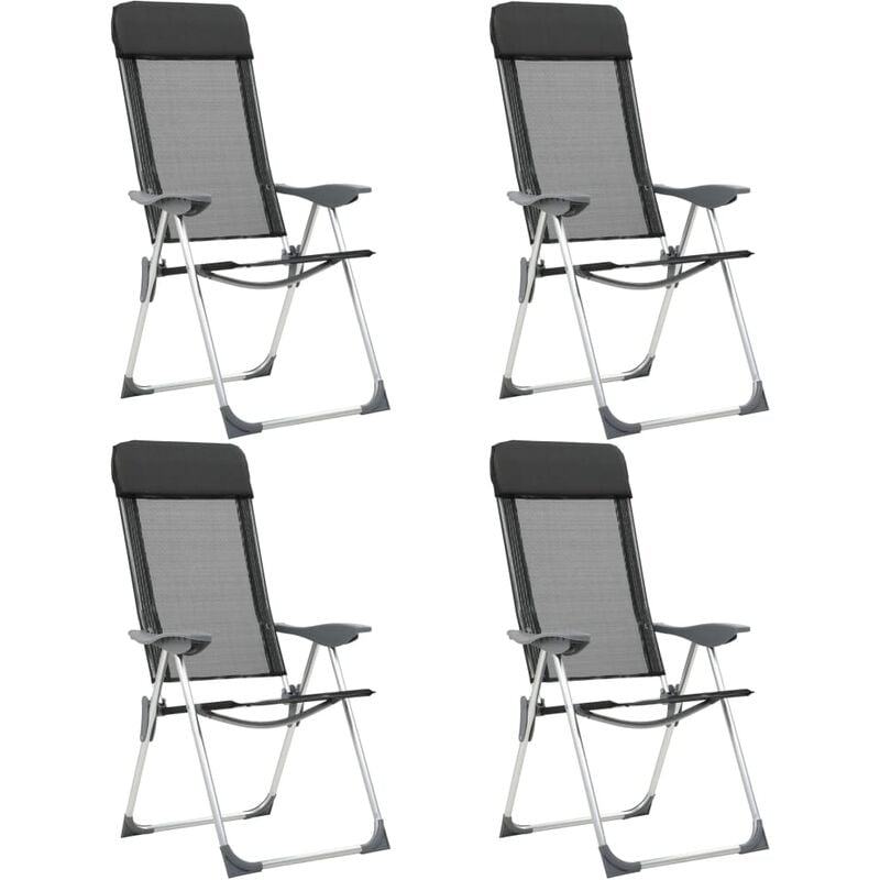 

vidaXL Sillas de camping plegables de aluminio 4 unidades negro - Negro