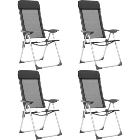 Sillas de camping plegables de aluminio 4 unidades negro