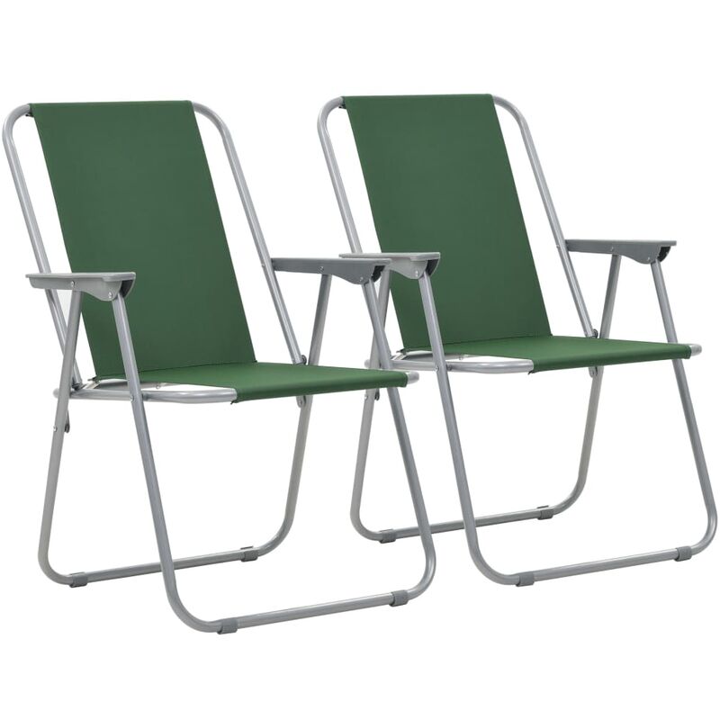 

vidaXL Sillas de camping plegables verde 52x59x80 cm 2 unidades - Verde