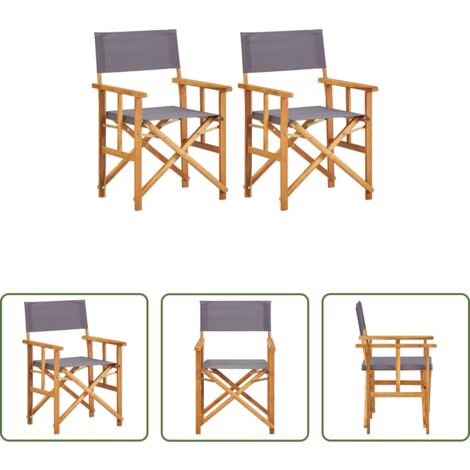 Sillas de camping -  Sillas de director 2 unidades madera maciza de acacia