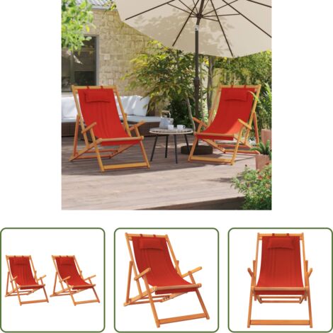 Sillas de camping -  Sillas de playa plegables 2 unidades tela rojo