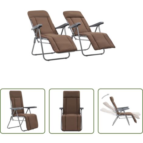 Sillas de camping -  Sillas plegables de jardín con cojines 2 unidades marrón