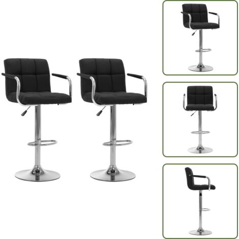 Sillas de cocina ajustables - vidaXL Taburetes de barra de cocina 2 unidades tela negro - Sillas de cocina giratorias
