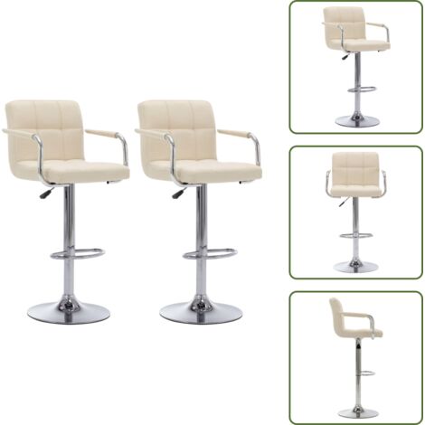 Sillas de cocina con asiento acolchado - vidaXL Taburetes de barra de cocina 2 unidades tela color crema - Sillas de cocina con mecanismo de elevación