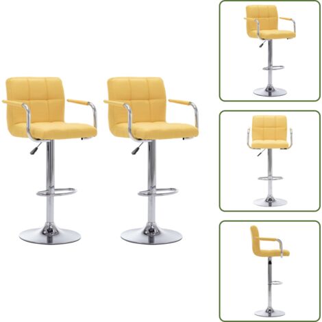 Sillas de cocina con respaldo - vidaXL Taburetes de cocina 2 unidades tela amarillo - Sillas de cocina con asiento acolchado