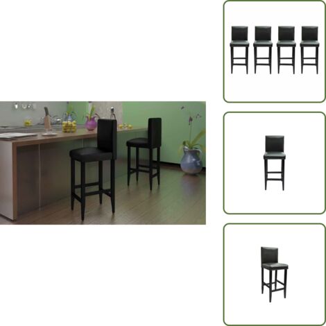 Sillas de cocina modernas - vidaXL Taburetes de cocina 4 unidades cuero artificial negro - Sillas de bar