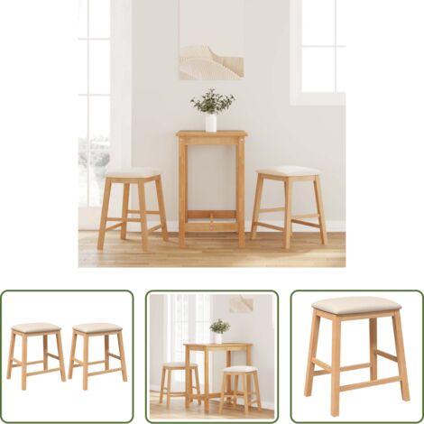 Sillas de cocina -  Sillas de bar con cojines 2 uds madera maciza caucho