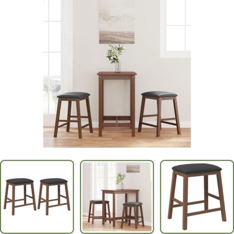 Sillas de cocina -  Sillas de bar con cojines 2 uds madera maciza marrón caucho