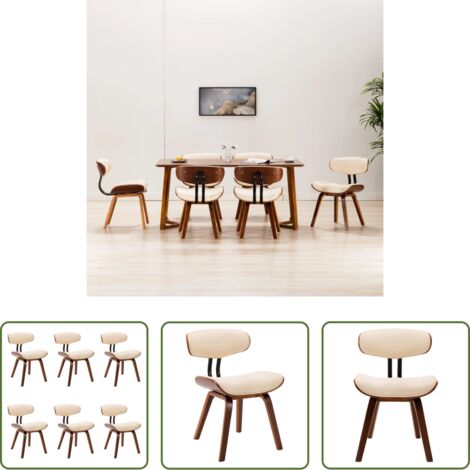 Sillas de cocina -  Sillas de comedor 6 unidades madera curvada y cuero sintético
