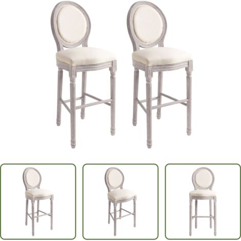 Sillas de cocina -  Tabuerete de cocina 2 unidades lino blanco