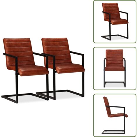 Sillas de cocina - vidaXL Sillas de comedor 2 unidades cuero sintético marrón - Sillas de comedor cuero