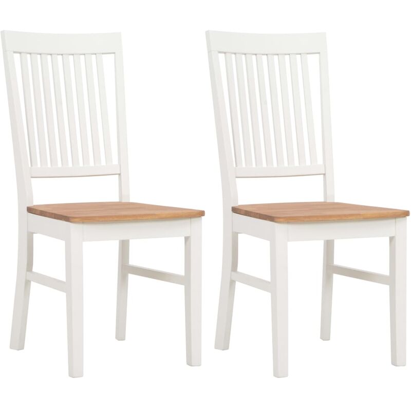 

vidaXL Sillas de Comedor Madera Maciza de Roble 2 Unidades Blanco - Blanco